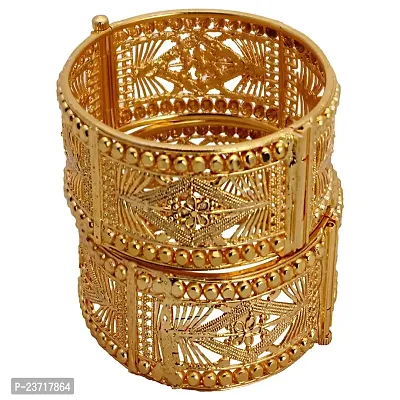 Piah Fashion Gold Brass Traditional 1 Gm Screw Operable 2 Board Hand Made Bangles for Women