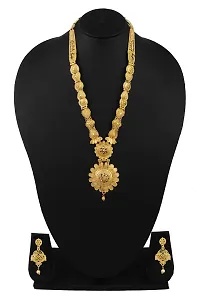 Piah Fashion Jewellery Gold Plated Traditional Designer Long Necklace Jewellery Set With Earrings For Women-thumb2