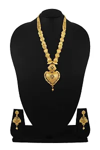 Piah Fashion Jewellery Gold Plated Traditional Designer Long Necklace Jewellery Set With Earrings For Women-thumb3