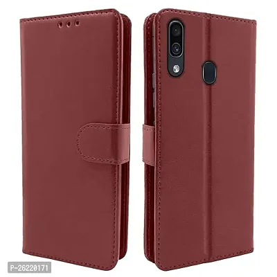 Samsung Galaxy A20 A30 A10s M01s M10s Brown Flip Cover-thumb0