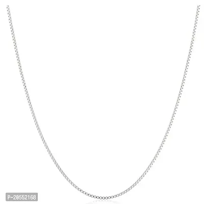 OSHO POINT 925 hallmark Sterling Silver Box Chain Necklace 1mm for women and Girls - 18inch with nice gift bag-thumb0