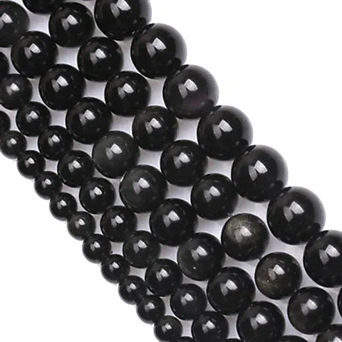 OSHO POINT 8mm Natural Black Obsidian Beads Gemstone Round Loose Beads 45pcs for Jewelry Loose Gemstone Beads Strand 15""