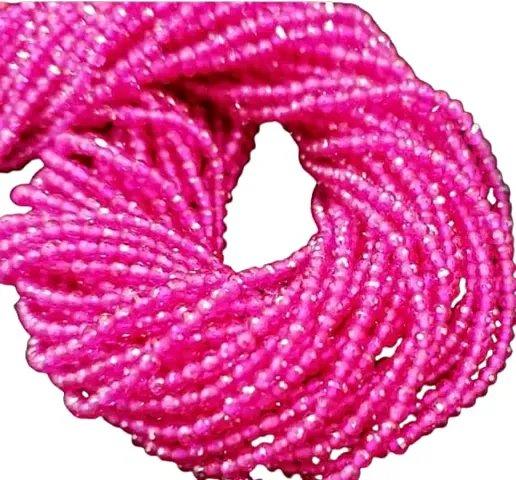 OSHO POINT Synthetic Ruby Gemstone Beads, Natural Gemstone Beads 3mm Faceted Round Beads Full Strand 13"" Small Beads for Jewelry Making Loose Crystal Beads
