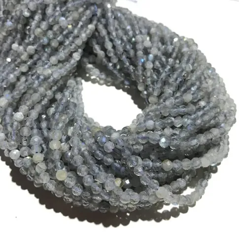 OSHO POINT Natural Gray Labradorite Beads 2mm Faceted Round Loose Gemstone Spacer Beads for DIY Jewelry Making & Design 1 Strand (13 Inch Approx)