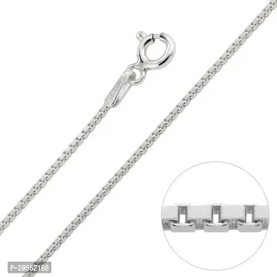 OSHO POINT 925 hallmark Sterling Silver Box Chain Necklace 1mm for women and Girls - 18inch with nice gift bag-thumb3