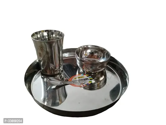 Useful Home Kitchen Steel Glass with Bowl Spoon and Plate Combo