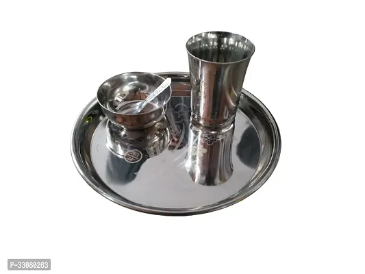 Useful Home Kitchen Steel Glass with Bowl Spoon and Plate Combo-thumb0