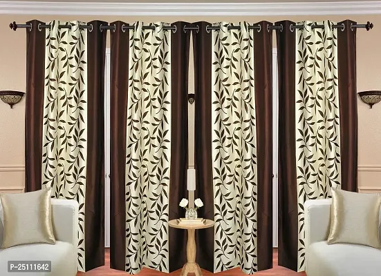 WACKY Stylish Polyester Window Curtains 5 feet pack of 4 (Eyelet, Room Darkening, Washable)-thumb0
