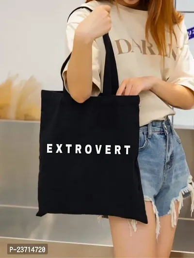 Black Heavy cotton Fabric minimal Print Tote bag for daily use for shopping ,vegetable fruits other accessories and etc For women Pack of 1