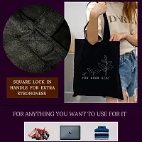 Black Heavy cotton Fabric minimal Print Tote bag for daily use for shopping ,vegetable fruits other accessories and etc For women Pack of 1-thumb1