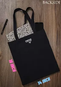 Black Heavy cotton Fabric minimal Print Tote bag for daily use for shopping ,vegetable fruits other accessories and etc For women Pack of 1-thumb3