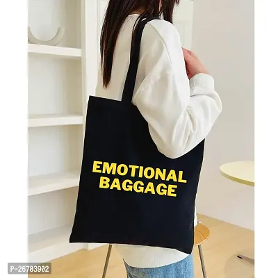 Black Heavy cotton Fabric minimal Print Tote bag for daily use for shopping ,vegetable fruits other accessories and etc For women Pack of 1