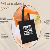 Radhe Forever Black Heavy cotton Fabric minimal Print Tote bag for daily use for shopping ,vegetable fruits other accessories and etc For women Pack of 1-thumb3