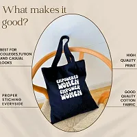 Radhe Forever Black Heavy cotton Fabric minimal Print Tote bag for daily use for shopping ,vegetable fruits other accessories and etc For women Pack of 1-thumb2