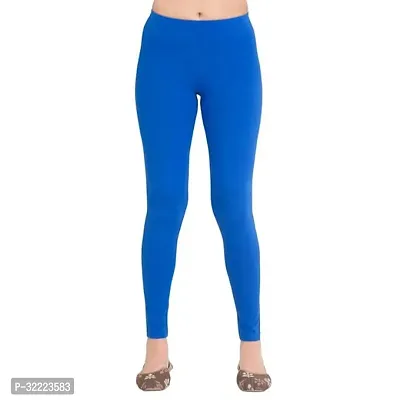 Stylish Blue Polyester Solid Leggings for Women-thumb0