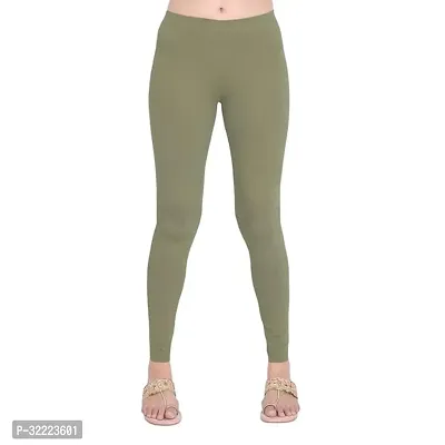 Stylish Green Polyester Solid Leggings for Women-thumb0