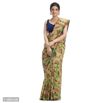 Beautiful Yellow Cotton Printed Women Saree with Blouse piece-thumb0