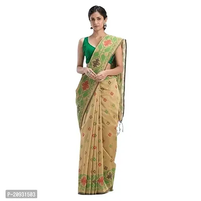 Beautiful Yellow Cotton Printed Women Saree with Blouse piece-thumb0