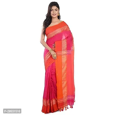 Beautiful Pink Cotton Self Pattern Women Saree with Blouse piece-thumb0