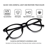 SunglassesMart UV400 Protected Round Anti Glare Reading Glasses Zero Power Computer Glasses For Men  Women (Black)-thumb1