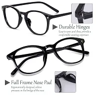SunglassesMart UV400 Protected Round Anti Glare Reading Glasses Zero Power Computer Glasses For Men  Women (Black)-thumb4