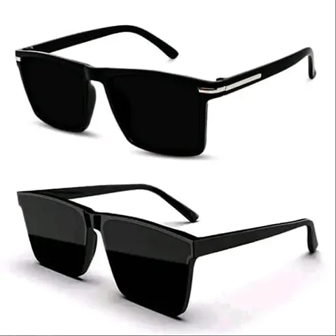 Stylish Square  Mc Stan Latest Stylish UV Protected Sunglasses For Men  Women Black Combo Pack Of 2