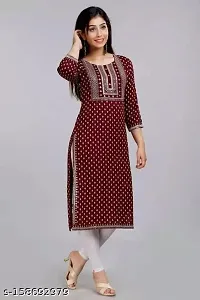 SAMUAL COLLECTION Women's Dotted Printed Rayon Kurta Set | Floral Printed Straight Kurti |Straight Kurti Set for Women and Girl's(ST-Kurti)-thumb1