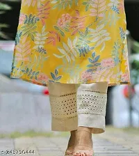 Samual Collection Women's Printed Rayon Kurta Pant Set-YLW-XXL Yellow-thumb2