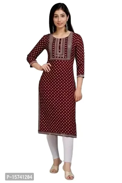 SAMUAL COLLECTION Women's Dotted Printed Rayon Kurta Set | Floral Printed Straight Kurti |Straight Kurti Set for Women and Girl's(ST-Kurti)-thumb0