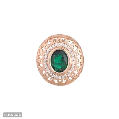 SARAF RS JEWELLERY Beautiful Royal Emerald Studded Rose Gold Plated AD Handcrafted Small Earrings For Women And Girls-thumb3