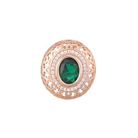 SARAF RS JEWELLERY Beautiful Royal Emerald Studded Rose Gold Plated AD Handcrafted Small Earrings For Women And Girls-thumb1