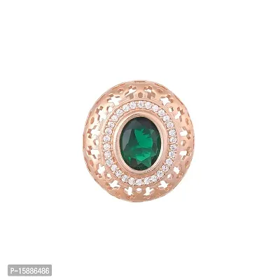 SARAF RS JEWELLERY Beautiful Royal Emerald Studded Rose Gold Plated AD Handcrafted Small Earrings For Women And Girls-thumb2