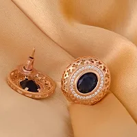 SARAF RS JEWELLERY Beautiful Royal Sapphire Studded Rose Gold Plated AD Handcrafted Small Earrings For Women And Girls-thumb4