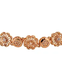 SARAF RS JEWELLERY Rose Gold Plated AD Studded Floral Wraparound Bracelet-thumb1