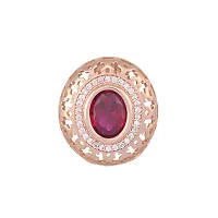 SARAF RS JEWELLERY Beautiful Royal Ruby Studded Rose Gold Plated AD Handcrafted Small Earrings For Women And Girls-thumb1