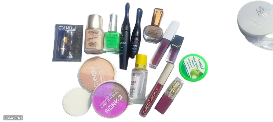 Lipstick Liquid lipstick Eyeliner Mascara Foundation Compact powder Sindoor Nailpaint Remover Makeup Kit For Women-thumb2