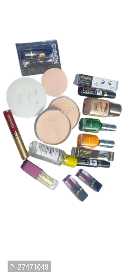 Lipstick Liquid lipstick Eyeliner Mascara Foundation Compact powder Sindoor Nail paint Remover Makeup Kit For Women.-thumb0