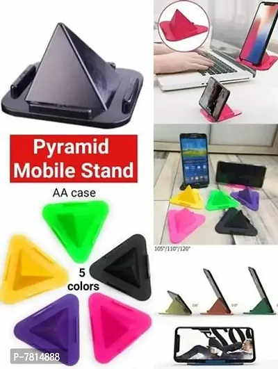 Mobile Accessories Universal Portable Three-Sided Pyramid Shape Desktop/ Table Mobile Holder Stand (Random Colour)-thumb0