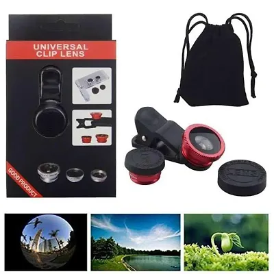 Universal 3 In1 Optical Glass Lens Fish Eye Wide Angle Macro Camera Clip-on Lens Clip On Camera Lens