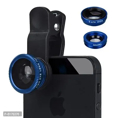 Universal 3 In1 Optical Glass Lens Fish Eye Wide Angle Macro Camera Clip-on Lens Clip On Camera Lens-thumb3