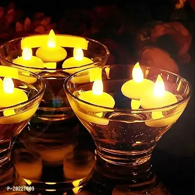 Floating Diya for Party Flameless Waterproof Candle Lamp Float On Water Led Plastic Floating Tea Lights | Electric Candle Lights for Decoration | Diwali Lights  Pack OF 12Pcs