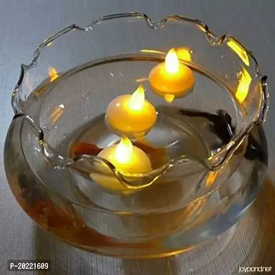 Floating Diya for Party Flameless Waterproof Candle Lamp Float On Water Led Plastic Floating Tea Lights | Electric Candle Lights for Decoration | Diwali Lights  Pack OF 12Pcs-thumb3