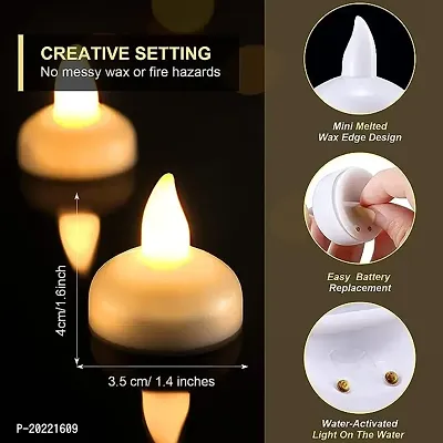 Floating Diya for Party Flameless Waterproof Candle Lamp Float On Water Led Plastic Floating Tea Lights | Electric Candle Lights for Decoration | Diwali Lights  Pack OF 12Pcs-thumb5