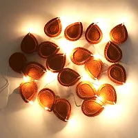 Light Brown Diya Light 2M Electric 21 Deepak LED Fairy String Series Lights Home Diwali Decoration Lightning - Pack Of 2 Pcs-thumb2