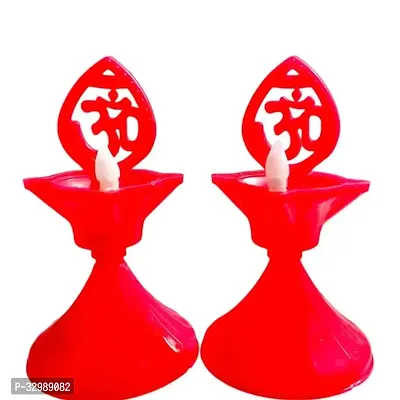 Om Jyot Water Sensor Diya Red Colour(Pack Of 6)