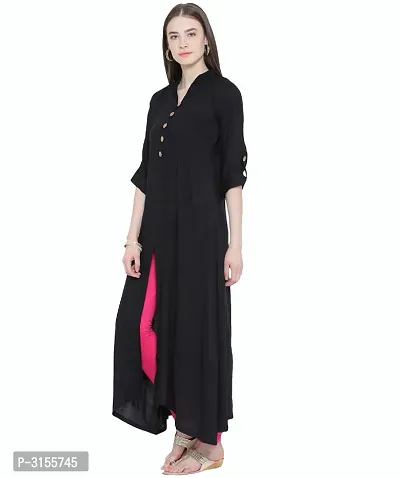 Elegant Black Solid Crepe Women's Kurti-thumb3