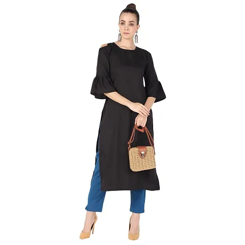 Elegant Solid Crepe Women's Kurti