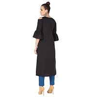 Elegant Black Solid Crepe Women's Kurti-thumb1