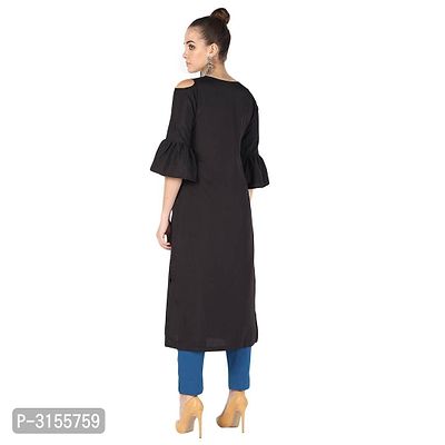 Elegant Black Solid Crepe Women's Kurti-thumb2