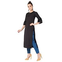 Elegant Black Solid Crepe Women's Kurti-thumb2